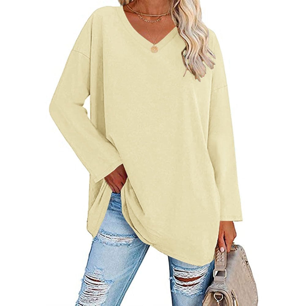 Women's Loose Long Sleeve Fashion V-neck Top - Image 3