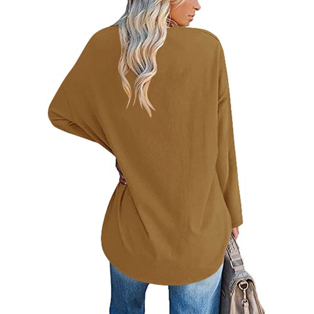 Women's Loose Long Sleeve Fashion V-neck Top - Image 23