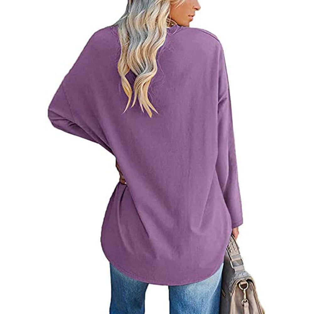 Women's Loose Long Sleeve Fashion V-neck Top - Image 17