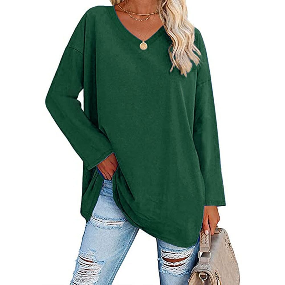 Women's Loose Long Sleeve Fashion V-neck Top - Image 10
