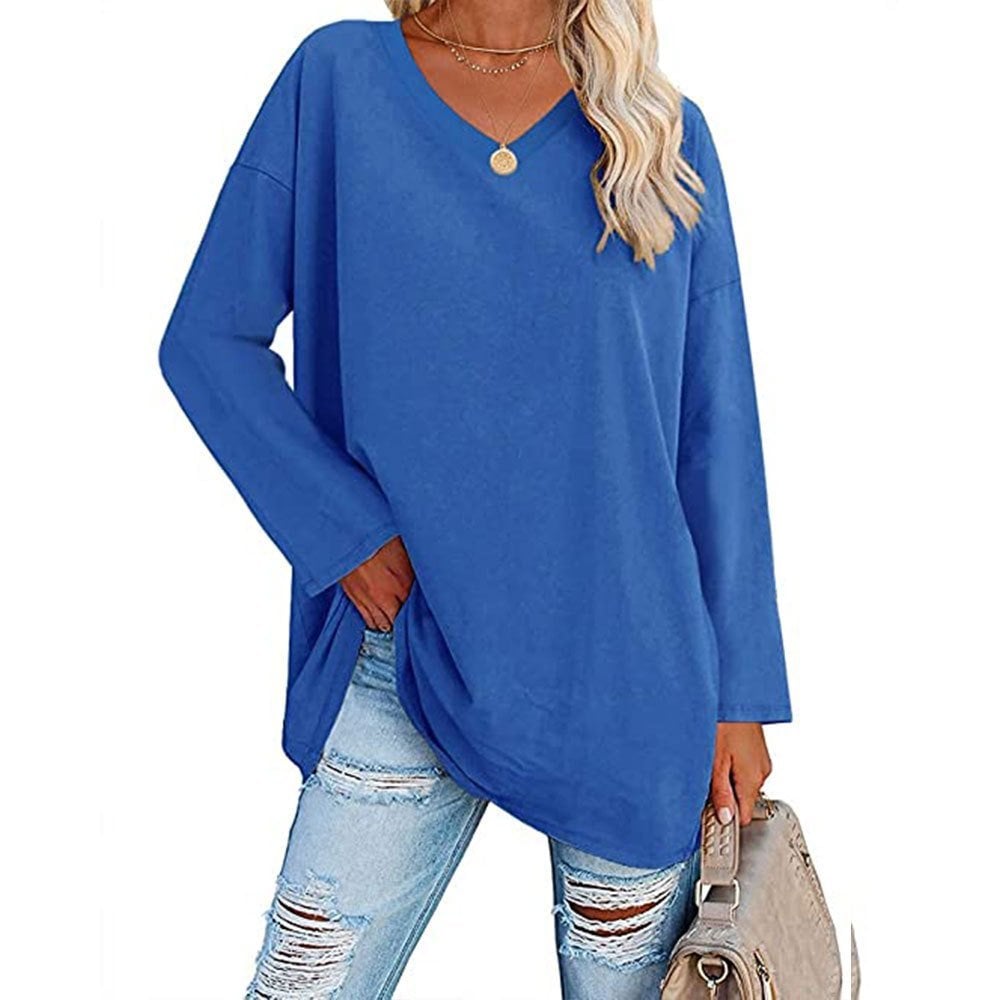 Women's Loose Long Sleeve Fashion V-neck Top - Image 9