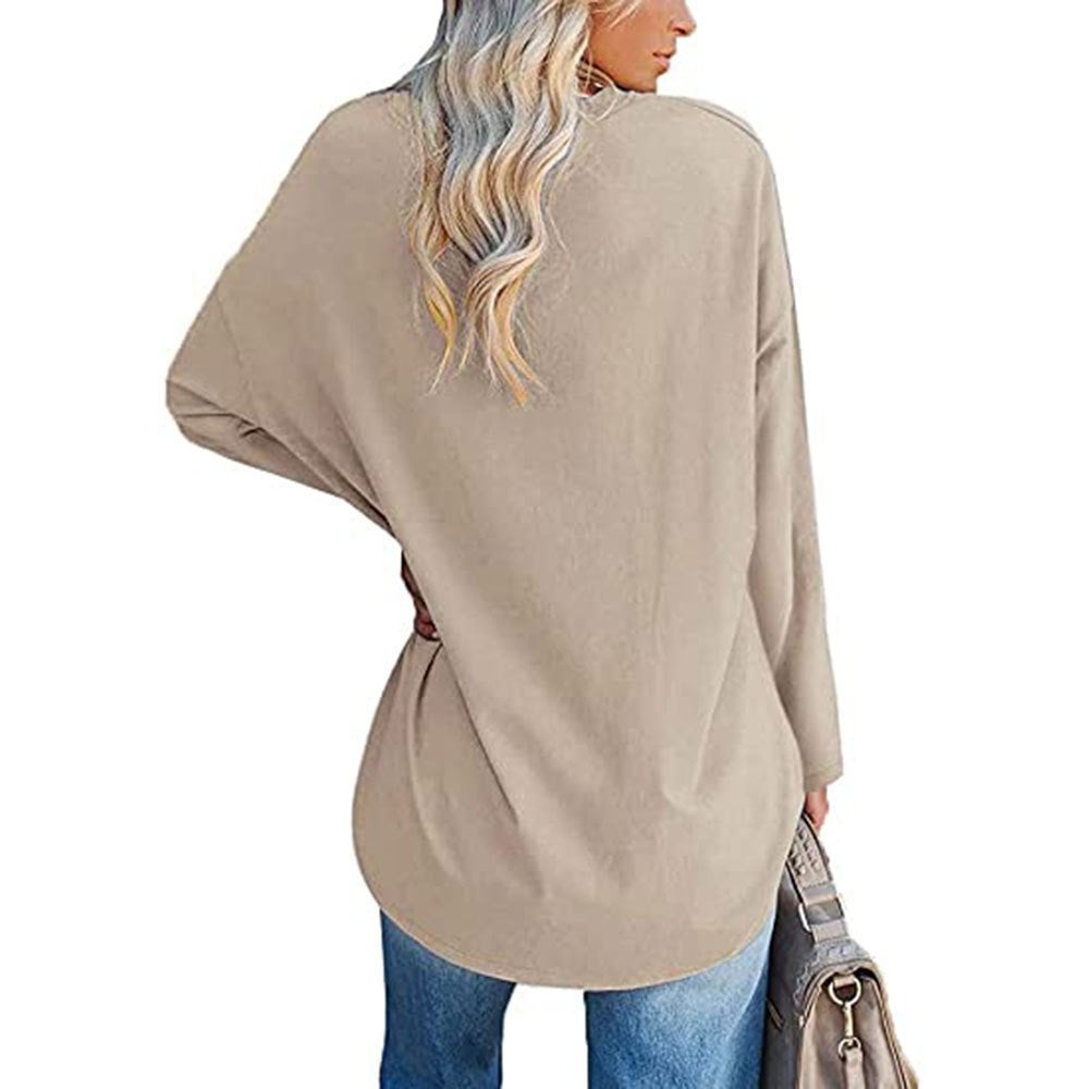 Women's Loose Long Sleeve Fashion V-neck Top - Image 25