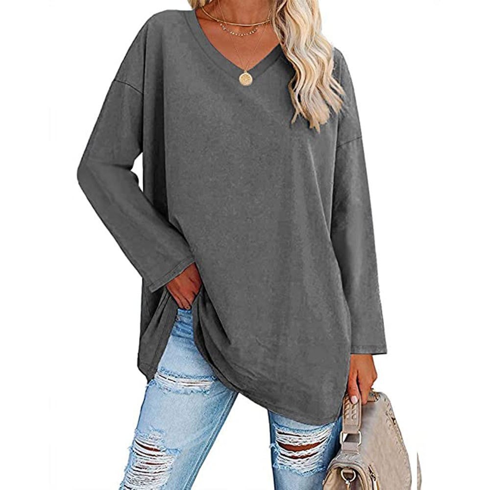 Women's Loose Long Sleeve Fashion V-neck Top - Image 15