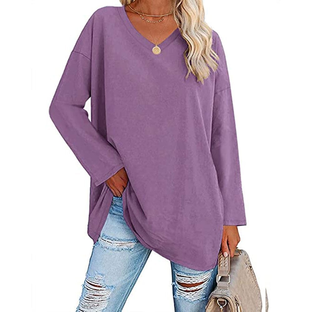 Women's Loose Long Sleeve Fashion V-neck Top - Image 8
