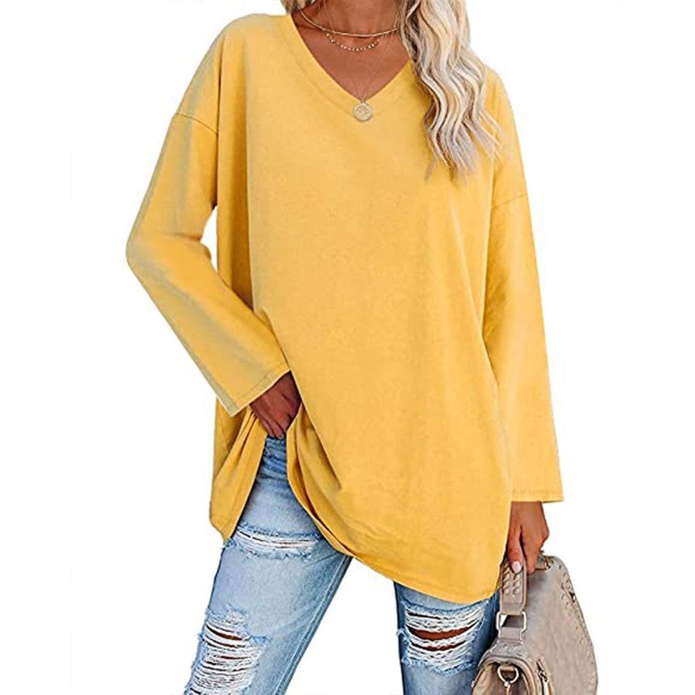Women's Loose Long Sleeve Fashion V-neck Top - Image 5