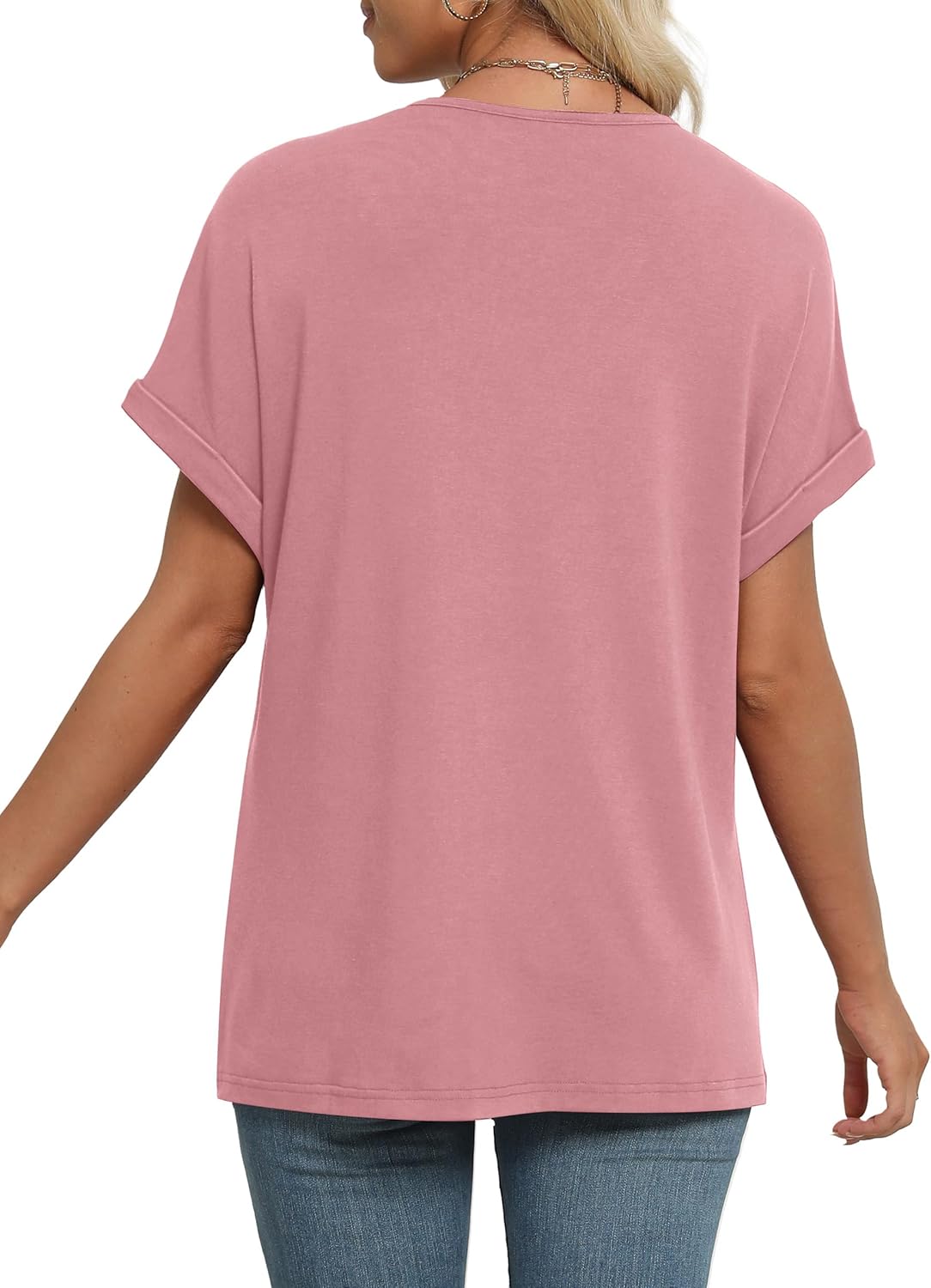 Women's Summer V Neck Short Sleeve Basic T Shirt - Image 4