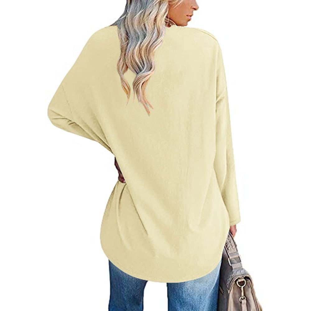 Women's Loose Long Sleeve Fashion V-neck Top - Image 20