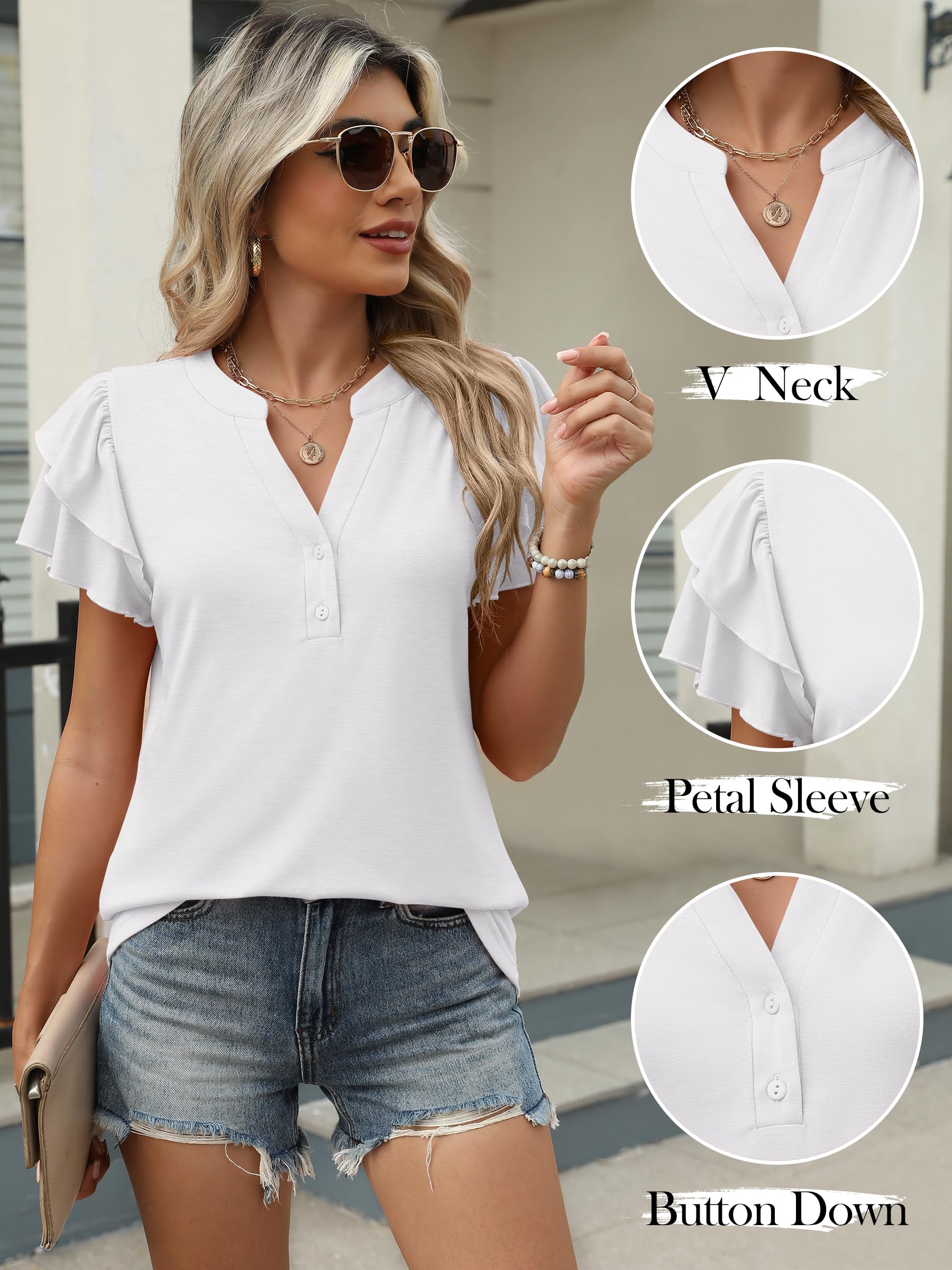 Women's Elegant Ruffle Short Sleeve Top - Image 6
