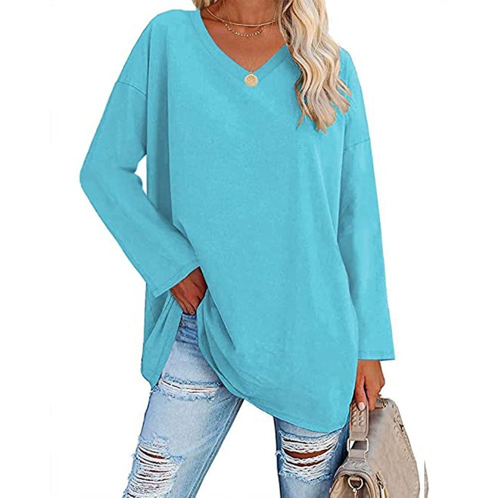 Women's Loose Long Sleeve Fashion V-neck Top - Image 6