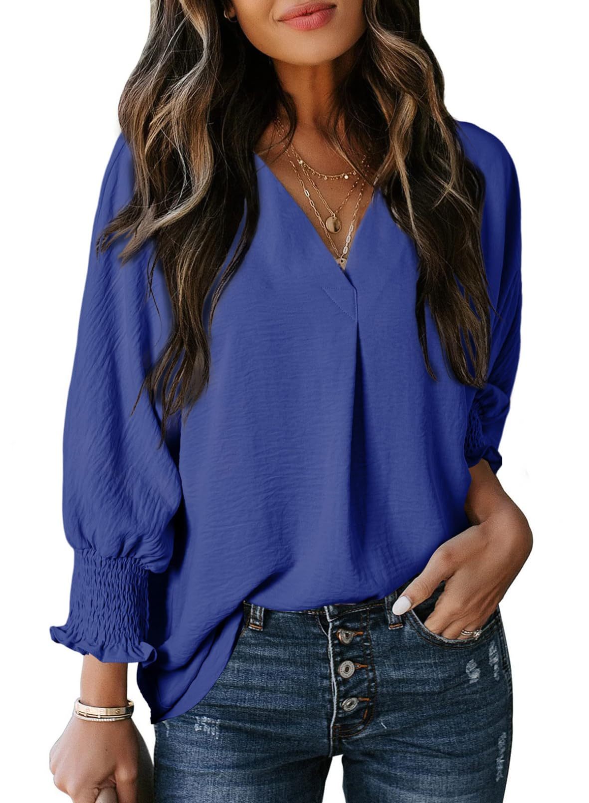 Women's Casual 3/4 Sleeve V Neck Basic Tops - Image 15