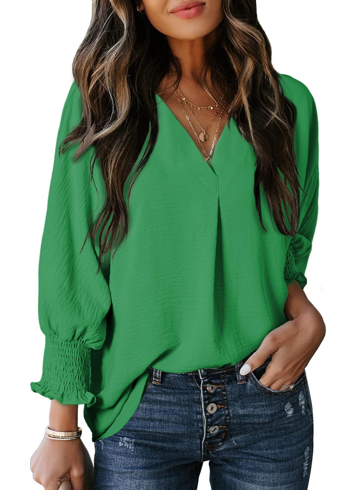 Women's Casual 3/4 Sleeve V Neck Basic Tops - Image 4