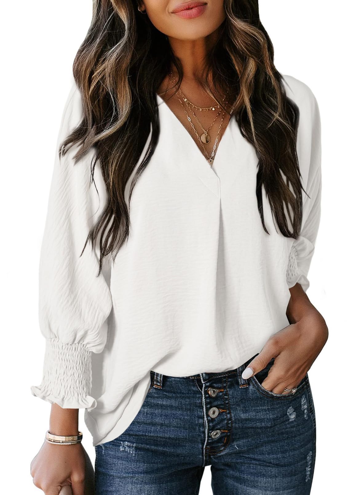 Women's Casual 3/4 Sleeve V Neck Basic Tops - Image 8