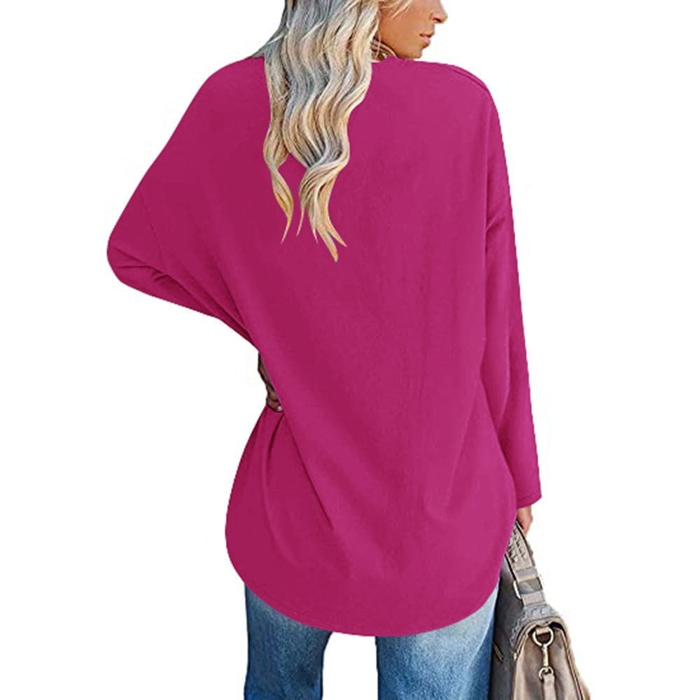Women's Loose Long Sleeve Fashion V-neck Top - Image 21