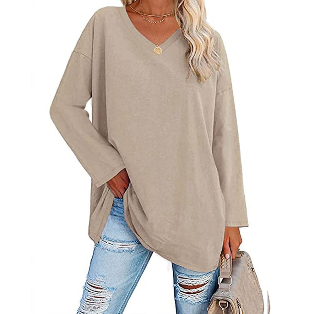 Women's Loose Long Sleeve Fashion V-neck Top - Image 12