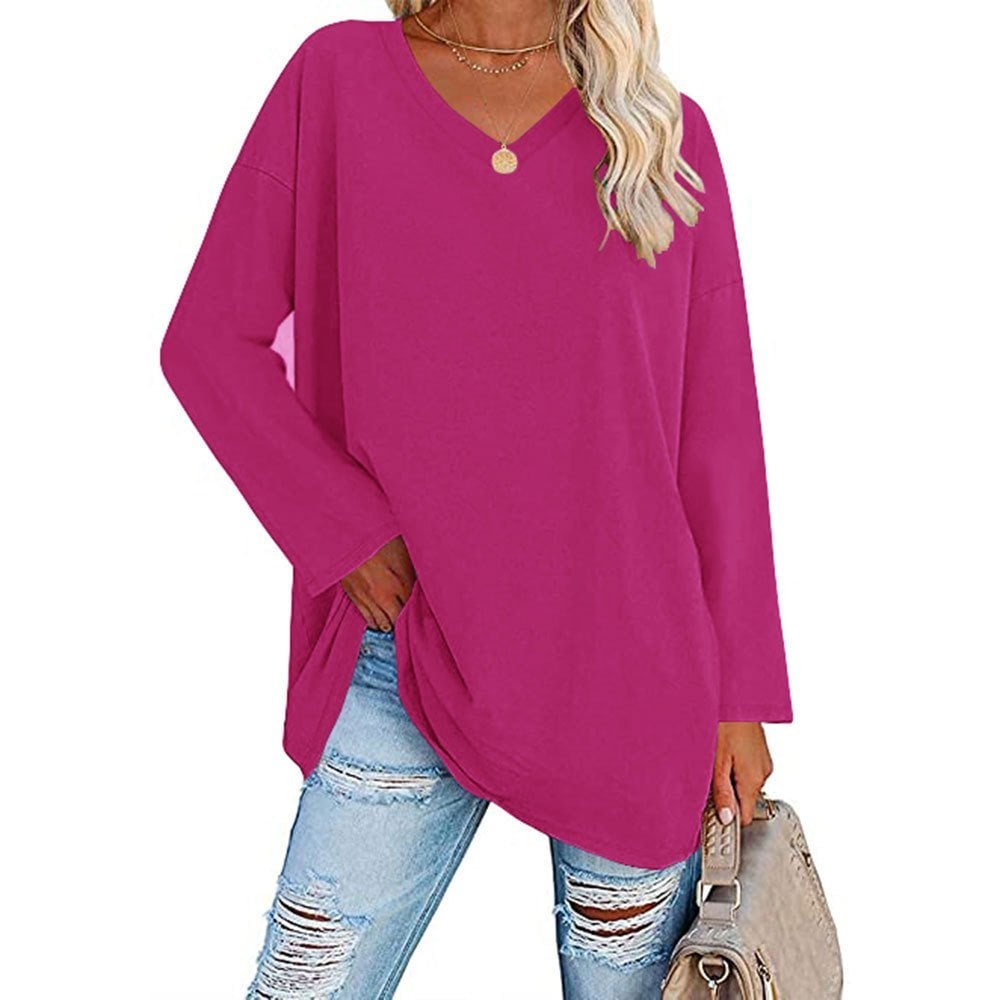 Women's Loose Long Sleeve Fashion V-neck Top - Image 7