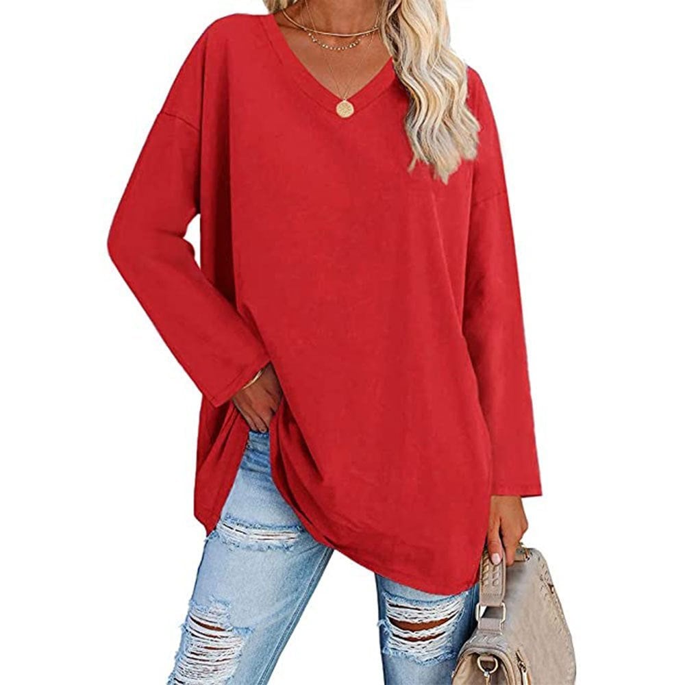 Women's Loose Long Sleeve Fashion V-neck Top - Image 11