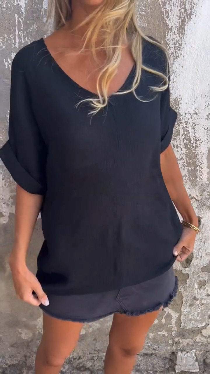 Women's V-neck Mid-sleeve Casual Top - Image 6