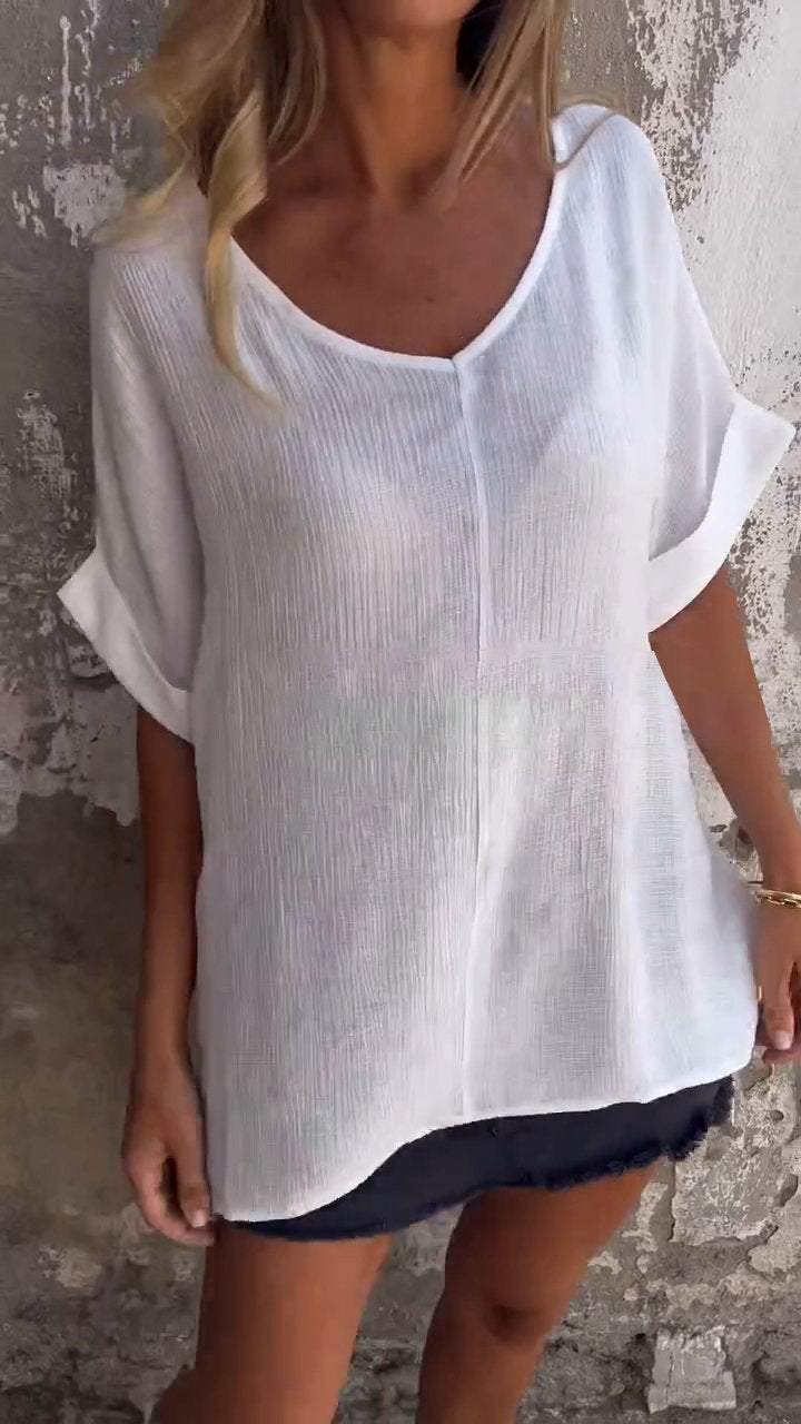 Women's V-neck Mid-sleeve Casual Top - Image 3