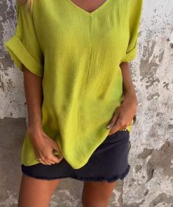 Women's V-neck Mid-sleeve Casual Top