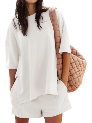 Women's Casual Matching Set with Slit Top and Shorts (Buy 2 Free Shipping)