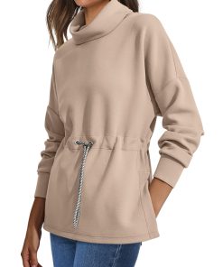 Women's Turtleneck Drawstring Waist Pullover Tops (Buy 2 Free Shipping)
