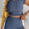 Women Ribbed Shorts Set Summer Outfit