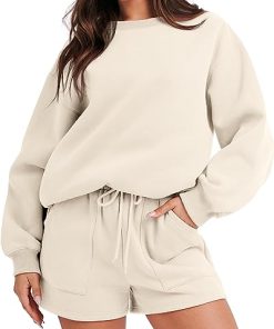 Women 2 Piece Sweatshirt & Shorts Lounge Set (Buy 2 Free Shipping)