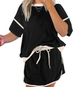 Women's Short Sleeve Tops and Drawstring Skort Matching Sets (Buy 2 Free Shipping)