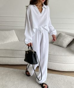 Autumn Simple V-Neck Casual Two-piece Set (Buy 2 Free Shipping)