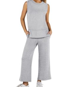 Women's Sleeveless Wide Leg Tracksuits 2 Piece Sets (Buy 2 Free Shipping)