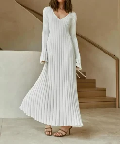 2024 Fall New Sleeved Knit Midi Dress (Buy 2 Free Shipping)