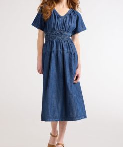 Women's Lightweight Denim Midi Dress (Buy 2 Free Shipping)