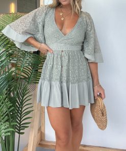 Women's Lace Crochet Romper Dress with Built-in Shorts (Buy 2 Free Shipping)