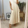 Women's Cap Sleeve Pleated Flowy Maxi Dress (Buy 2 Free Shipping)