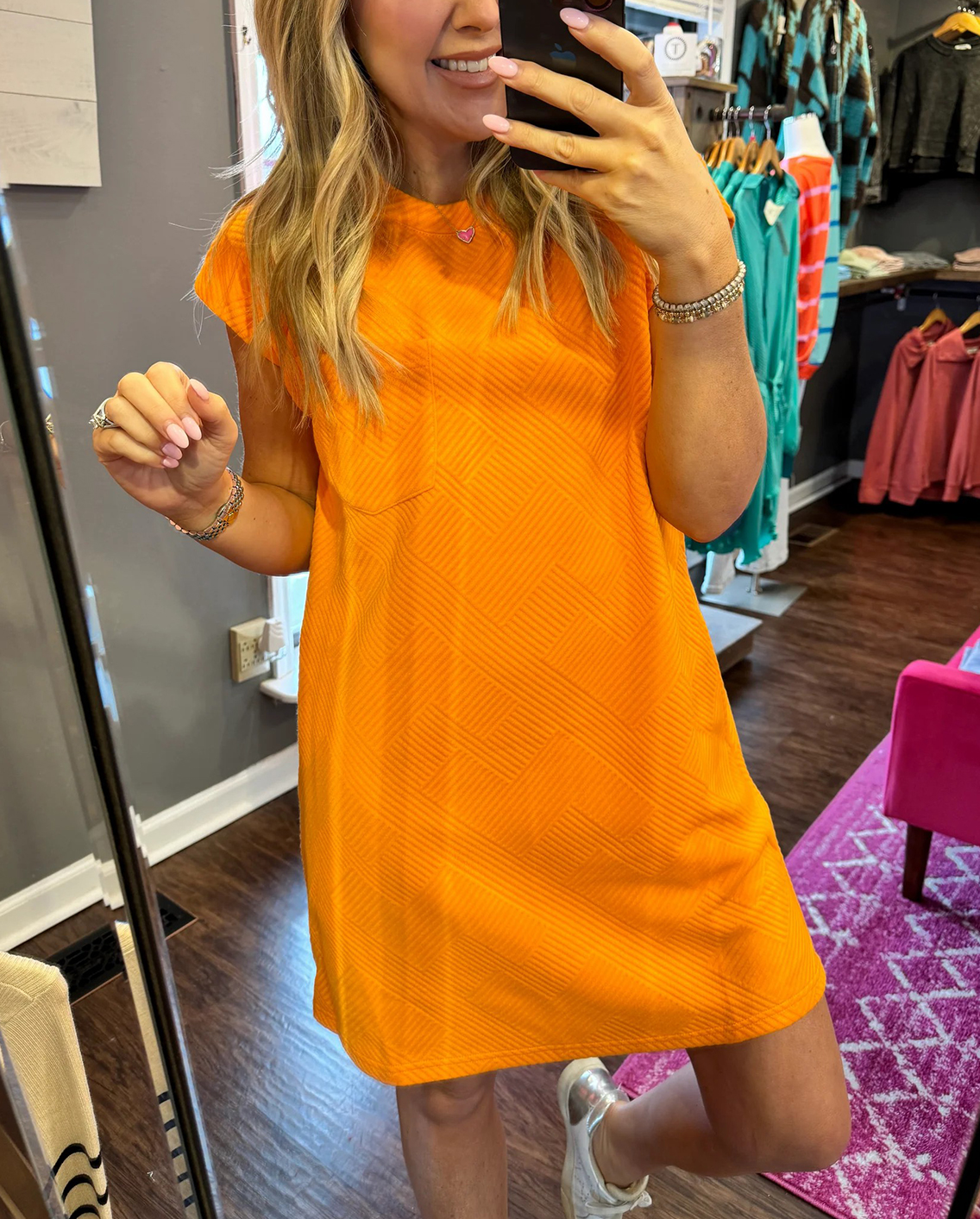 Women's Solid Cap Sleeve Textured Dress - Image 12