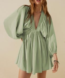 Women's Casual Loose Flowing V-Neck Dresses（Buy 2 Free Shipping）