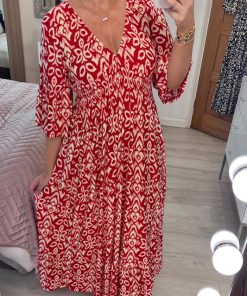 2024 New Bohemian Casual Print V-neck Long Dress (Buy 2 Free Shipping)
