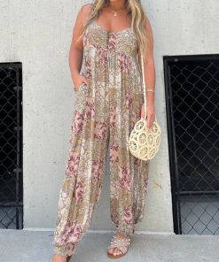 Patchwork Print Loose Jumpsuit (Buy 2 Free Shipping)