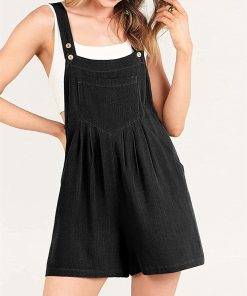 Button Adjustable Big Pocket Short Romper (Buy 2 Free Shipping)