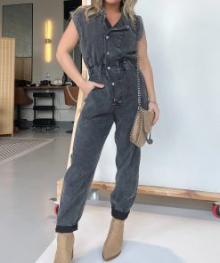 2024 New Sleeveless Denim Waisted Lightweight Jumpsuit (Buy 2 Free Shipping)
