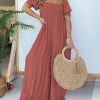 Women's Square Neckline Jumpsuit with Smocked Bodice Button (Buy 2 Free Shipping)