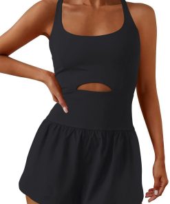 Crisscross Backless Cutout Tank Athletic Romper (Buy 2 Free Shipping)