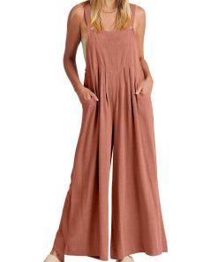 Sleeveless Wide Leg Jumpsuit with Pockets (Buy 2 Free Shipping)