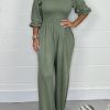 Women's Square Neckline Smocked Jumpsuit (Buy 2 Free Shipping)