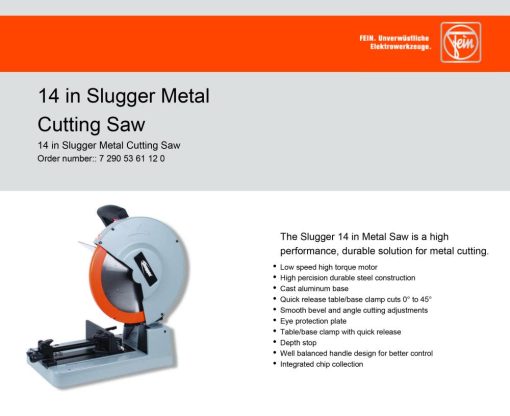 Slugger by FEIN 14 In. Metal Cutting Chop Saw - Image 4