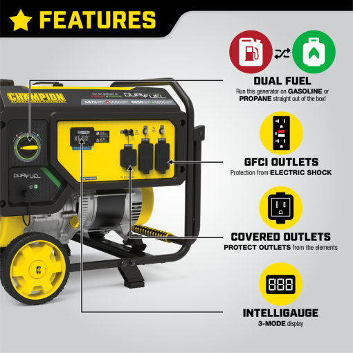 Champion Generator  Dual Fuel Portable with CO Shield 5500 Watt - Image 2