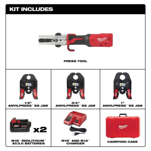 M18™ FORCE LOGIC™ Long Throw Press Tool 1/2 in. to 1 in. Kit - Image 2