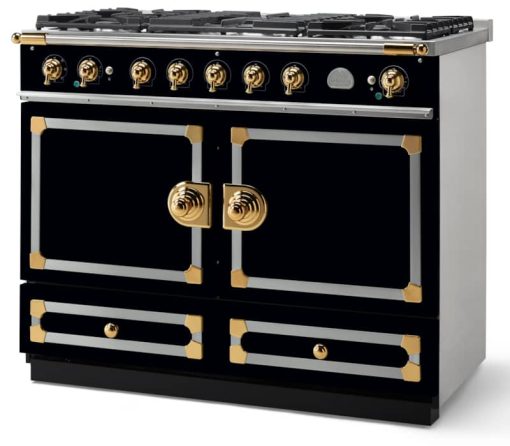 La Cornue CornuFe 110 43" Gloss Black With Polished Brass Dual Fuel Range - Image 2