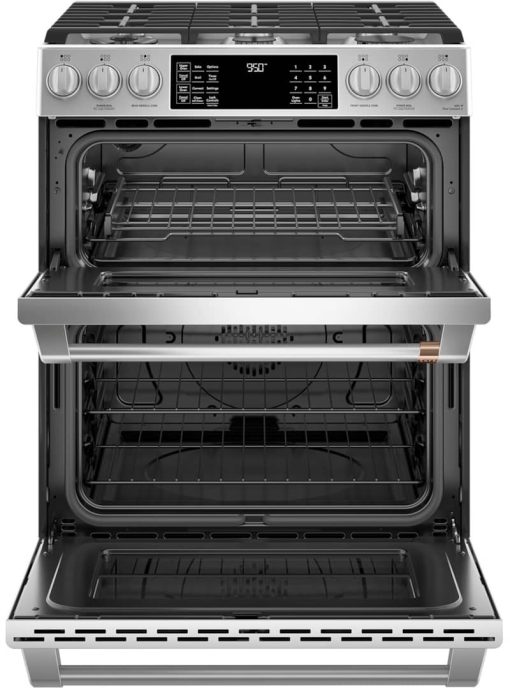 Cafe ADA 30" Stainless Steel With Brushed Stainless Smart Slide-In Front Control Dual-Fuel Double-Oven Range With Convection - Image 2