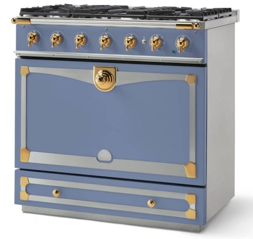 La Cornue CornuFe 90 36" Provence Blue With Polished Brass Dual Fuel Range - Image 2